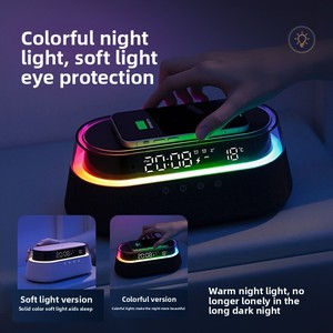 Enceinte intelligente Crazy Lone BT 5.3 - Sortie haute fidélité 15W, charge sans fil, réveil, <span class=keywords><strong>radio</strong></span> de bureau rétro pour la maison et le bureau - Product Image 2