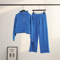 Ensemble veste et pantalon de sport pour femme, coupe ample, col montant, demi-zip, doublure polaire, idéal pour le yoga et la course à pied, LuluLemon