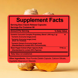 Cápsulas de Cúrcuma y Curcumina en Envase OEM, Contienen Extracto de Cúrcuma, Favorecen la Salud de las Articulaciones, Cápsulas de Curcumina para el Confort - Product Image 2