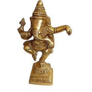 PARIJAT HANDICRAFT Shabby Chic Luxury Ganesha Statue Handmade Brass Hindu God for Home Decor Office Pooja <b>Mandir</b> - Product Image 6