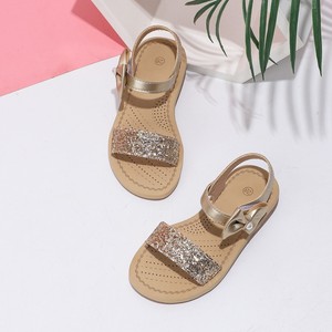 Sandalias de Verano para Niñas, Sandalias Planas Cómodas con Lazo Dorado para Niñas Grandes - Product Image 2