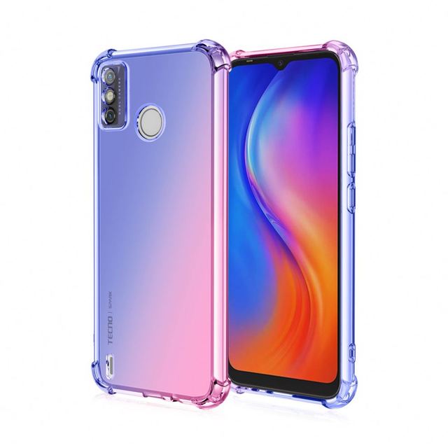 Senlancase for Tecno Spark 6 Shockproof TPU Case With Gradient Color Mobile Phone Back Cover
