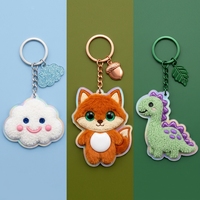 Lot de porte-clés personnalisés en plastique animaux (renard, dinosaure, nuage) avec breloques en fourrure chenille, paillettes et sublimation acrylique pour sac
