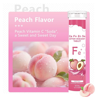 Comprimés effervescents de vitamine C, calcium, fer, zinc, sélénium, soutien immunitaire, saveur pêche, 20 unités, pour adolescents et adultes, vente chaude