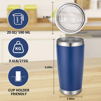 Mug de voyage isotherme à double paroi de 20 oz avec logo personnalisé, revêtement en poudre, gobelet de fête en acier inoxydable pour gravure au laser