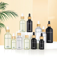 Flacon compte-gouttes en verre mat 5ml 10ml 15ml 20ml 30ml 50ml 100ml avec bouchon compte-gouttes motif bois, vide, pour huiles essentielles et sérums