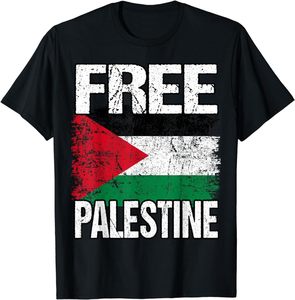 T-shirt con bandiera palestina stampata personalizzata 100% cotone all'ingrosso T-shirt Palestine regalo di solidarietà di gruppo - Product Image 4