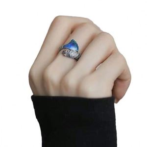 Vintage Silver Enamel Color Koi Fish <b>Adjustable</b> <b>Ring</b> Chinese Classical Niche Elegant Charm Ladies Brand Jewelry Party Gift - Product Image 5