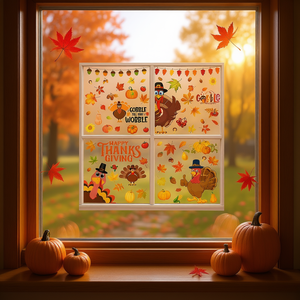 Pegatinas para Ventanas de PVC con Diseño de Calabaza Turca y Hojas de Arce, Decoración Otoñal para el Hogar, Resistentes al Agua, Impresas con Protección UV, 10 Hojas - Product Image 2