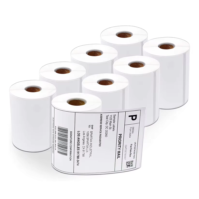 White 4 X 6 Inch Direct Thermal Waterproof Oilproof Alcoholproof Fruit Shipping Paper Label Roll Barcode Sticker 100x150 Zebra