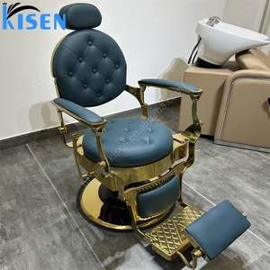 Kisen Beauty Salon Furniture Barber Shop Hairdressing Shaving <b>Chair</b> Luxury Classics Black and Gold Hair Salon <b>Chairs</b> - Product Image 6