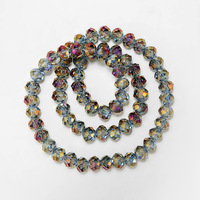 Bracelet et collier multicolores à facettes, perles en verre cristal, accessoire en cristal électroplaqué