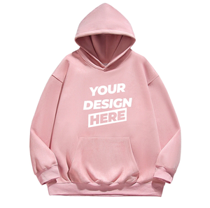 Sudadera con Capucha Extra Grande Rosa de Diseño Personalizado, Unisex, Mezcla de Algodón y Poliéster, Mangas Largas, Bolsillo, Sudadera Gruesa para Mujer - Product Image 1