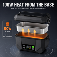 Boîte à bento chauffante portable, chauffe-plat rechargeable, base large, chauffage 80W °   Température maximale pour les fourgons de travail
