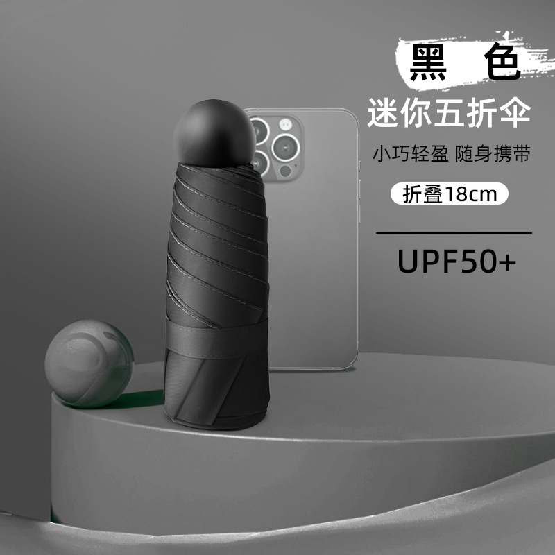 Starry Black [6-ribbed capsule umbrella sun protection black gel]