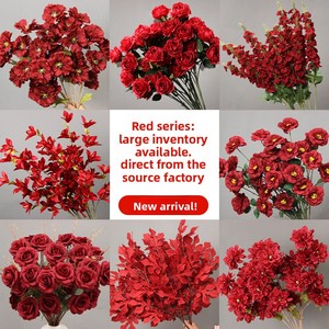 <span class=keywords><strong>Ramo</strong></span> <span class=keywords><strong>de</strong></span> Flores Artificiales <span class=keywords><strong>de</strong></span> Color Rojo para Boda, Hecho a Mano, con Frutos Rojos y Flores <span class=keywords><strong>de</strong></span> Seda para Decoración <span class=keywords><strong>de</strong></span> Techo <span class=keywords><strong>de</strong></span> Salón - Product Image 3