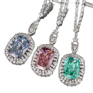 Trendy Eco-friendly <b>Copper</b> Cubic Zirconia Jewelry Simulation Colorful Gemstone Pendant Necklace for Women Casual Office Wear Tu - Product Image 2