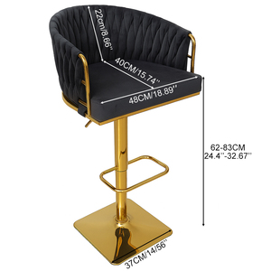 Tabourets <span class=keywords><strong>de</strong></span> <span class=keywords><strong>bar</strong></span> <span class=keywords><strong>de</strong></span> luxe en velours, base carrée en métal doré, pivotants <span class=keywords><strong>et</strong></span> réglables, pour salon, cuisine <span class=keywords><strong>et</strong></span> salle à manger (vente en gros) - Product Image 3