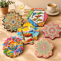 Sous-verres en céramique 3D personnalisés en relief, absorbants, en pierre, avec support en liège, pour la décoration intérieure, cadeau, vente en gros