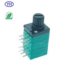 Alta calidad 9mm lineal 12 pines 10K 50k ohm película de carbono eje de plástico control de volumen 10K estéreo 4 Gang potenciómetro giratorio 10K - Product Image 2