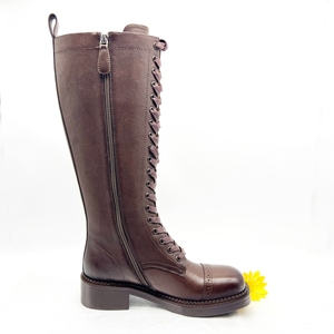 أحذية نسائية طويلة حتى الركبة بكعب مخصص، مصنوعة من جلد البقر 100%، بمقدمة مربعة، تصميم عصري راقٍ لفصلي الخريف والشتاء - Product Image 4