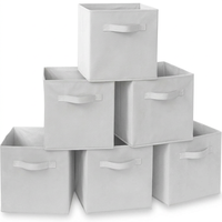 Boîte de rangement pliable en tissu non tissé avec poignée, bac de rangement pliable pour vêtements, chaussures, maison