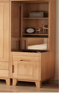 Armoire traditionnelle en bois avec portes à battants, en bois massif, autoportante, grande capacité, meubles de chambre à coucher - Product Image 5