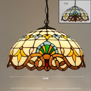 Luz colgante de luces de cristal colgante flor barroca antigua 6 8 pulgadas Retro teñido Tiffany lámparas colgante Tiffany lámpara de araña - Product Image 4