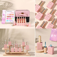 Kit de Nail Art Professionnel de Luxe Hanyi 24 Couleurs Base Caoutchouc Couleurs Organiques Vernis Gel avec Lampe LED Marque Privée