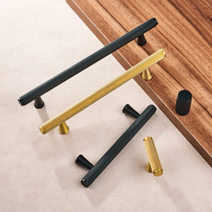 Knurled Brass Cabinet Pulls Modern <strong>Matte</strong> <strong>Black</strong> &amp; Gold Drawer Handles for Wardrobe Cupboard Kitchen Cabinet <strong>Door</strong> - Product Image 5