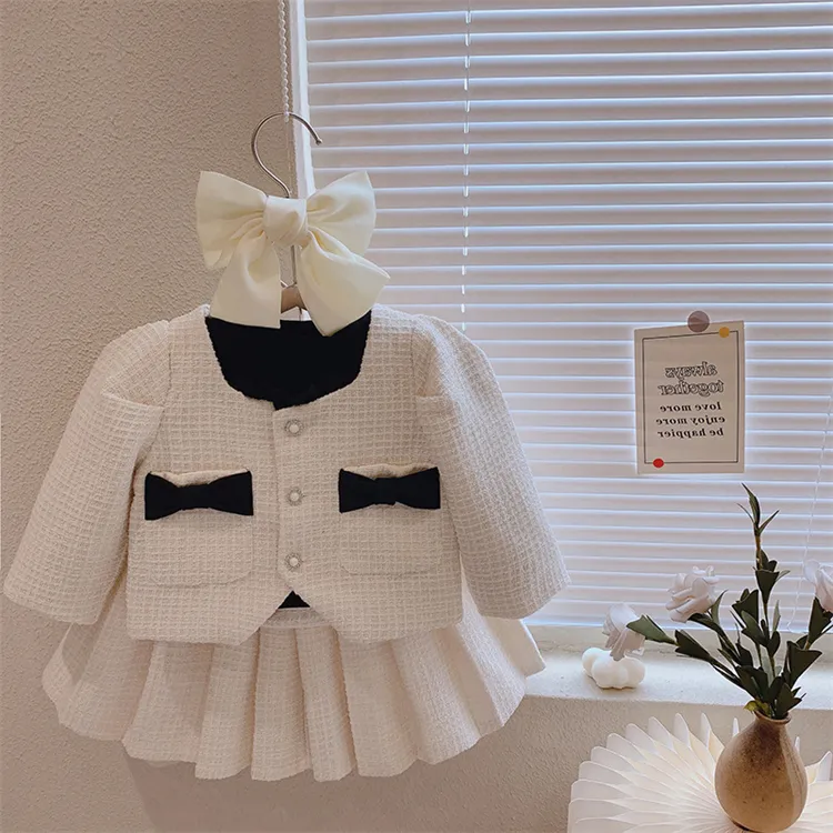 Koreaanse Mode Nieuwe Baby Meisjes Kleding Set Elegante Jassen + Rokken 2 Stuks Pakken Kinderen Kleding Sets 1-8 Jaar