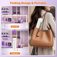 Lampe LED pour technicien des ongles Half Moon Light 456 LED, 34 pouces, pliable, avec support pour téléphone et gradation progressive