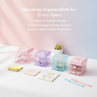 Boîtes de rangement de bureau en plastique transparent MINI PS en gros – Petits organiseurs de bureau mignons pour fournitures de bureau et cosmétiques