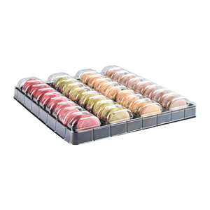 Custom 36 pieces Disposable Black bottom transparent cover plastic bakery pastry macaron large packaging box