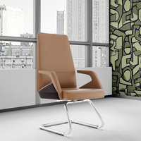 Chaise de conférence exécutive en cuir industriel avec cadre chromé, joints en acier, hauteur réglable - Mobilier de bureau moderne