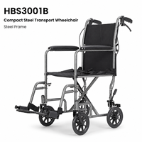 Kursi Roda Lipat Manual Berbahan Baja dengan Rem Tangan Ganda, Sandaran Kaki yang Dapat Digeser, dan Dudukan 48cm untuk Perawatan di Rumah