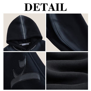 ชุดเซ็ตเสื้อฮู้ดดี้ปักลายผู้ชายทรงโอเวอร์ไซส์ผ้าฟลีซคุณภาพสูงสำหรับฤดูหนาว ระบายอากาศได้ดี ล้างแบบสเปรย์ พร้อมกางเกงขายาวทรงแบ็กกี้ - Product Image 6