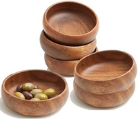 Vente en gros de bols à pâte en bois d'acacia rustique personnalisés ensemble de service de salade de fruits artisanale en bois