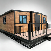 Casa Contenedor Prefabricada Multifuncional Desmontable, Resistente a la Humedad, de 10-40 pies, con Exterior de Madera