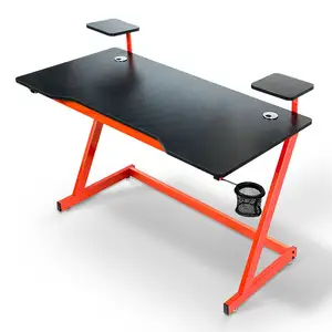 Mesa ergonômica para jogos de computador em forma de Z, cor vermelha, mesa para jogos e-sports, mesa para jogadores