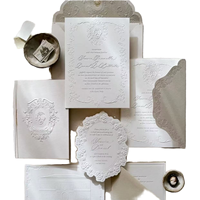 Cartes d'invitation de mariage classiques de luxe, personnalisées, avec impression numérique en relief, papier fantaisie et inserts en carton pour mariages