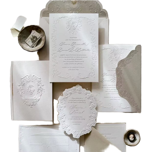 Cartes d'<span class=keywords><strong>invitation</strong></span> de mariage personnalisées de luxe classiques gaufrées avec impression numérique sur papier offset pour des mariages élégants - Product Image 1