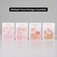 Bloc de Notas Adhesivo con Diseño Floral Rosa y Acabado Perlado