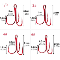 Hameçons triples en acier à haute teneur en carbone Tmazak, 100 pièces, revêtement PTFE pour la pêche au bar en eau salée et en eau douce, taille 1/0-14 #