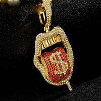 Collier en alliage avec pendentif cube multicolore en zircon cubique, chaîne maille cubaine, style hip-hop streetwear, bijou statement pour hommes et femmes, vente en gros