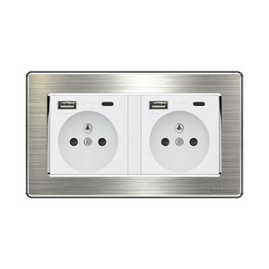 Prise murale tactile standard française en acier inoxydable européen blanc, noir, or, gris - Product Image 6