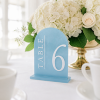 Numéros de table de mariage en forme d'arche givrée avec supports panneaux en acrylique et supports, parfaits pour la décoration