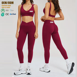 Nuevas medias de Fitness de dos piezas, conjunto de <span class=keywords><strong>mallas</strong></span> de entrenamiento de levantamiento de glúteos personalizadas transpirables, Top corto <span class=keywords><strong>para</strong></span> mujer, Sujetador deportivo, conjunto de Yoga <span class=keywords><strong>para</strong></span> mujer - Product Image 1