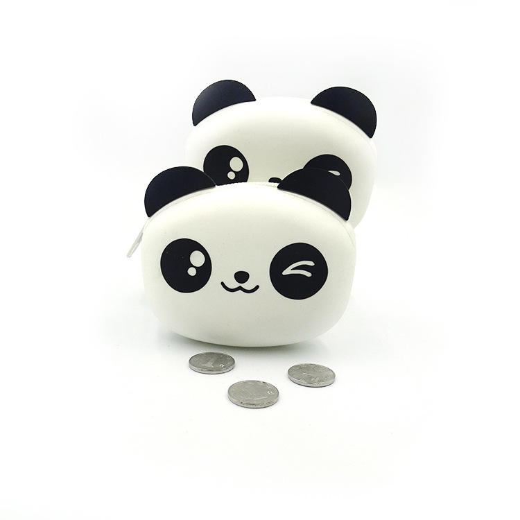 Cute Waterproof Cartoon Panda Mini Silicone Wallet Coin Purse with Customized Color for Kids Ages 7-12