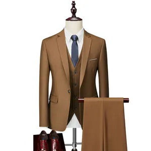 (Ceketler + yelek + pantolon) S-6XL rahat erkek yüksek kaliteli iş Blazers/en iyi düğün damadın üç parçalı takım elbise/adam smokin